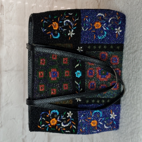 Vintage beaded, Embroidered satchel purse - Picture 3 of 11